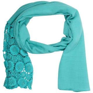 Lace Cotton Diamond Stole- Arctic Blue